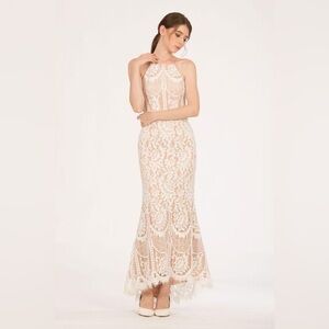 Jarlo Ariel High Neck White Ivory Lace Dress size 12P